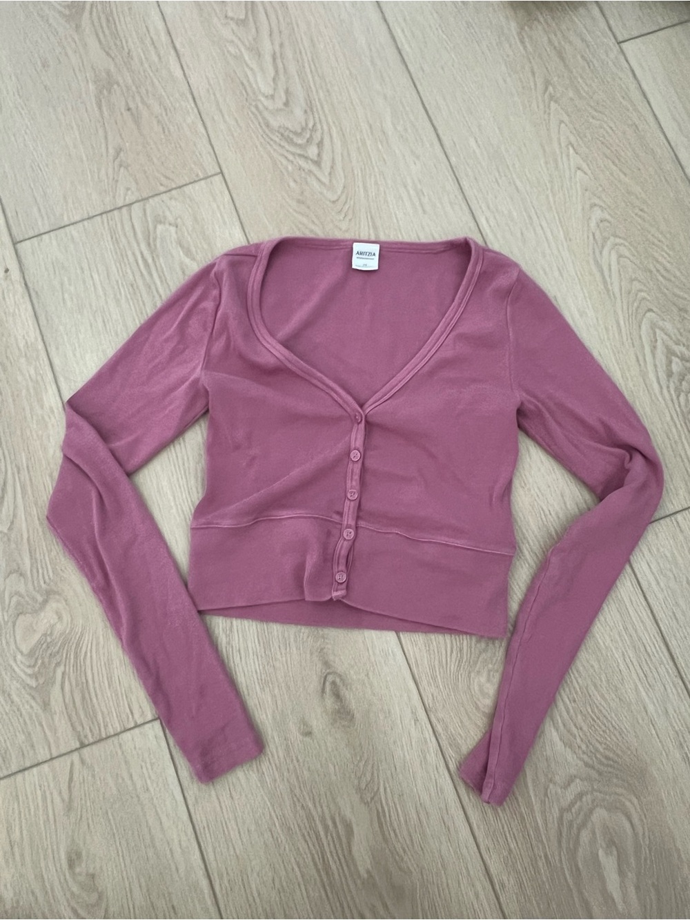 Aritzia Homestretch Mauve Button-Front V-Neck